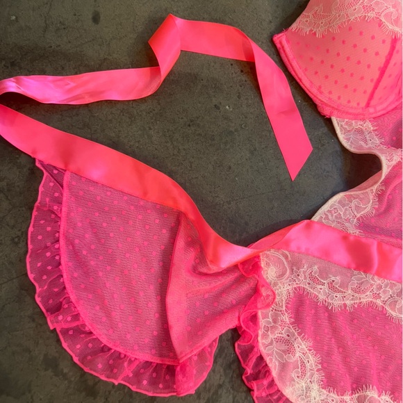 Victorias Secret Sexy Little Things Lace Chemise Babydoll 36C Pink Cream - Picture 5 of 8